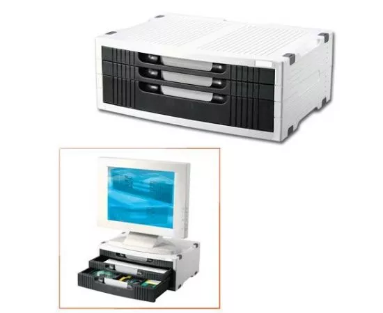 321180 - Подставка для принтера или монитора BRAUBERG, с 1 полкой и 3 ящиками, 380х275 мм, 510190 (1)