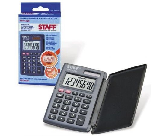 321355 - Калькулятор STAFF карманный STF-6248, 8 разрядов, двойное питание, 104х63мм (1)