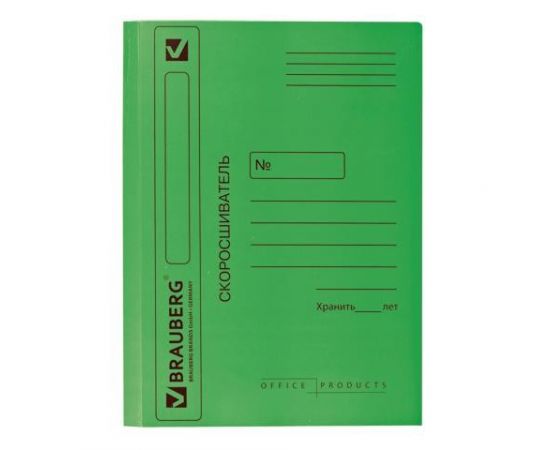 321941 - Скоросшиватель карт. мел. BRAUBERG, гарант. пл. 360г/кв.м., зеленый (на 200л.) 121519 (1)