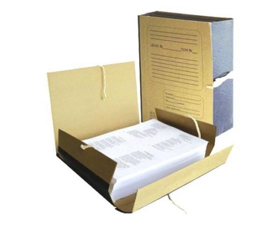 321993 - Папка д/бумаг архивная 120 мм, крафт, корешок - бумвинил, 4 х/б завязки, 123204 (1)