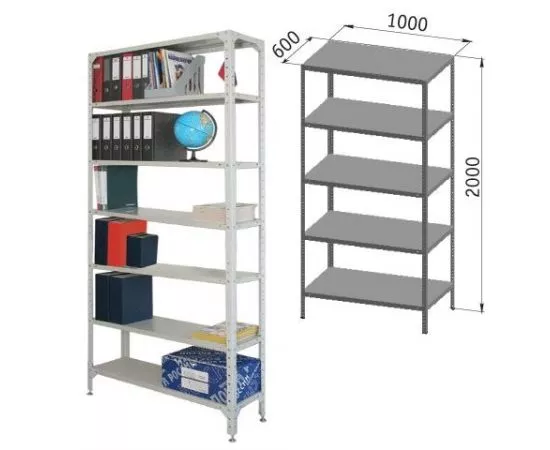 322217 - Стеллаж металлический УНИВЕРСАЛ (в 2010*ш 1000*г 600мм), 5 полок в комплекте, регулир. опоры, 290243 (1)