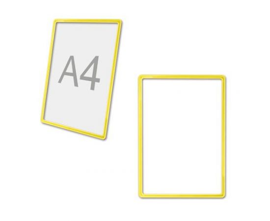 322644 - Рамка-POS для ценников, рекламы и объявлений А4, желтая, без защитного экрана, 290251 (1)