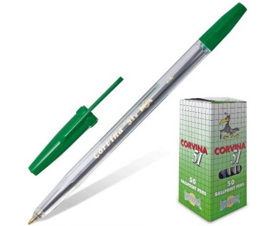 323846 - Ручка шариковая Corvina 51 корпус прозрачный 40163/04, зеленая (1)