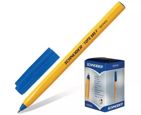 323847 - Ручка шариковая Schneider Tops 505 F синяя, 0,8мм, оранжевый корпус Арт.255650 (1)