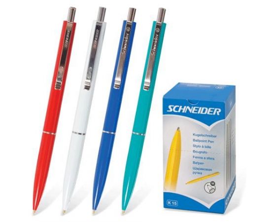323848 - Ручка шариковая SCHNEIDER К15 (Германия), автомат., цв.корпуса ассорти, S308/0, синяя (1)