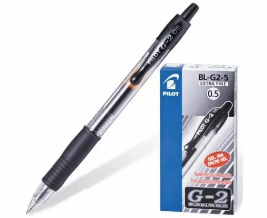 323940 - Ручка гелевая PILOT автомат., BL-G2-5/7, 0,3 мм, черная (1)