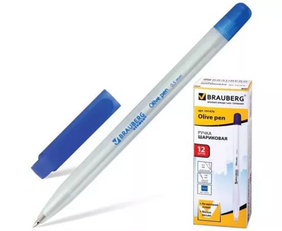 421700 - Ручка шарик. BRAUBERG Olive pen, 0,5мм, синяя чернила на масл.осн., 141476 (1)