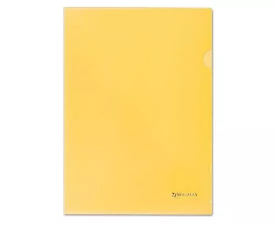 463016 - Папка-уголок жесткая BRAUBERG желтая 0,15мм 223968 (1)