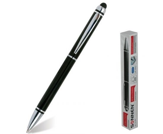 584787 - Ручка-стилус SONNEN для смартфонов/планшетов, корпус черный, серебр детали, 1мм, 141589, синя 141589 (1)