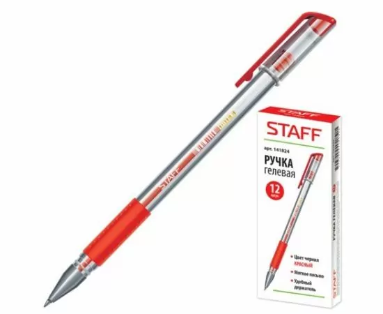 641497 - Ручка гелевая STAFF 0,5мм, красная 141824 (1)