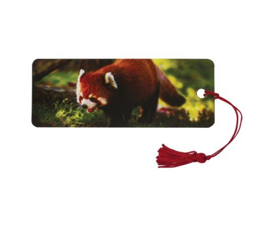 664357 - Закладка д/книг с линейкой, 3D объемная, BRAUBERG, Красная панда, с декорированным шнурком, 128103 (1)