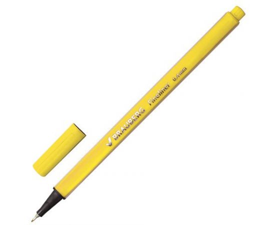 664740 - Ручка капиллярная BRAUBERG Aero, трехгранная, метал. наконечник, 0,4 мм, желтая, 142248 (1)