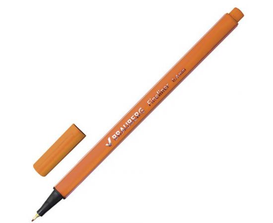 664741 - Ручка капиллярная BRAUBERG Aero, трехгранная, метал. наконечник, 0,4 мм, оранжевая, 142249 (1)