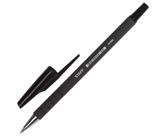 664759 - Ручка шарик. STAFF, корпус прорезиненный чер., узел 0,7мм, линия 0,35мм, черная, 142398 (1)