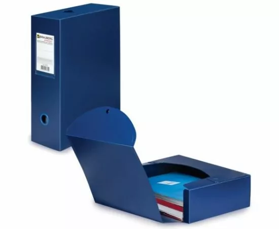 665261 - Короб архив. BRAUBERG Energy, пластик, 10 см (на 900 л.), разборный, синий, 0,9 мм, 235375 (1)
