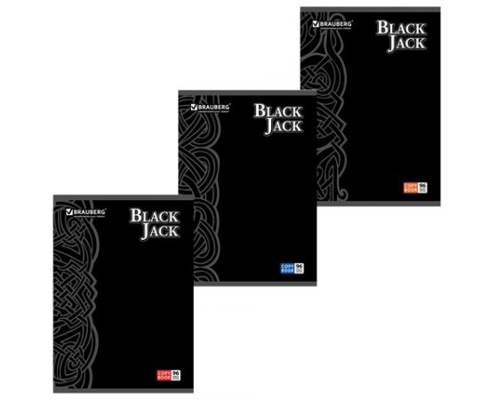 665363 - Тетрадь 96л., А4, BRAUBERG клетка, выбор. лак, Black Jack, 3 вида, 401853 (1)
