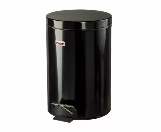 675500 - Ведро-контейнер д/мусора с педалью Лайма 12 л, глянцевое, цвет черный, 602850 (1)