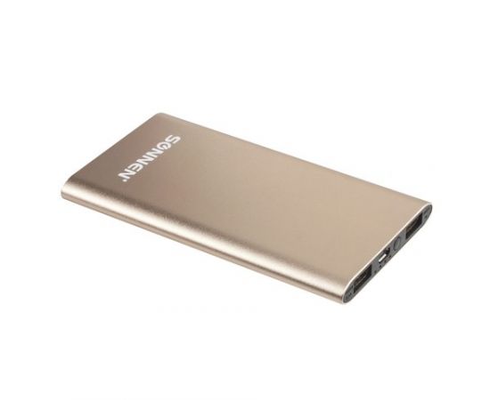 677168 - Аккумулятор внеш. SONNEN V311 (4Ah) лит.-полим. 2USB(2А) 12*7см золот. алюм. Power Bank 262750 (1)