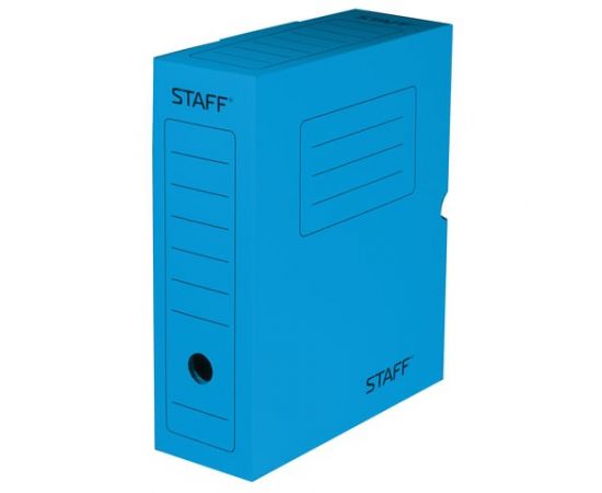 683655 - Короб архивный с клапаном, микрогофрокартон, 100 мм, до 900л., синий, STAFF, 128864 (1)