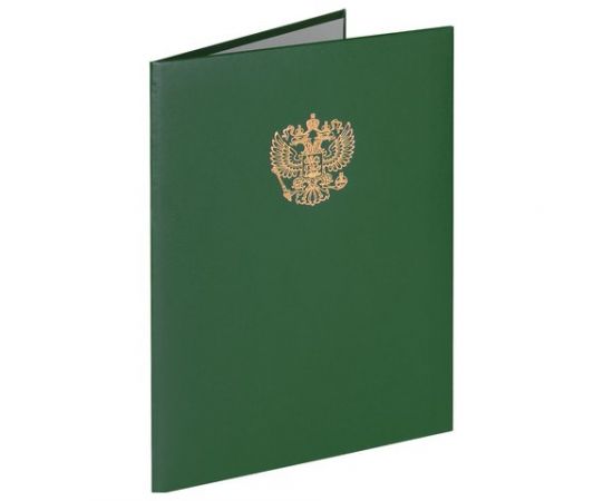 683727 - Папка адресная бумвинил зеленый, Герб России, формат А4, STAFF, 129581 (1)