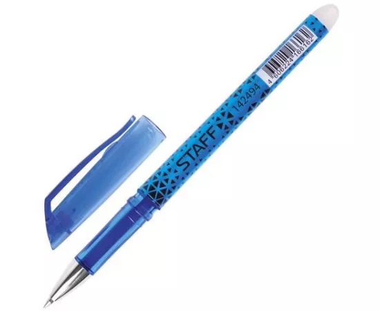 683731 - Ручка стираемая гелевая STAFF, хромированные детали, узел 0,5 мм,линия 0,35 мм, синяя, 142494 (1)