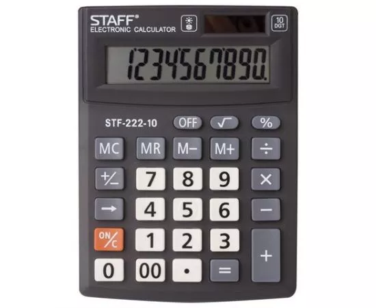 683809 - Калькулятор STAFF PLUS настол. STF-222, 10разр., двойное питание, 138x103 мм, 250419 (1)