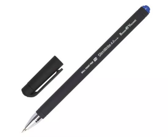 684634 - Ручка шарик. BRUNO VISCONTI SlimWrite Black, корпус черный, узел 0,5мм, линия 0,3мм, синяя 142911 (1)