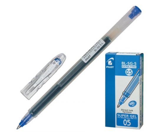 685310 - Ручка гел. PILOT Super Gel, корпус проз. узел 0,5мм, линия 0,3мм, синяя, BL-SG-5 141842 (1)