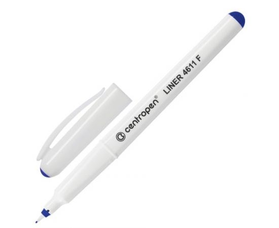 745750 - Ручка капиллярная CENTROPEN, СИНЯЯ, трехгранная, корпус белый, линия письма 0,3 мм, 4611/1С (1)