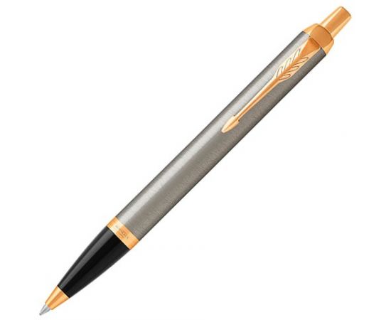 745862 - Ручка шариковая PARKER IM Core Brushed Metal GT, корпус серебристый матовый лак, позолоченные дета (1)