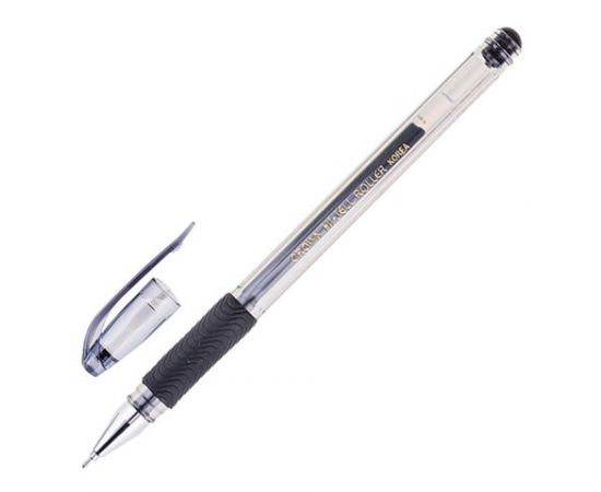 746163 - Ручка гелевая с грипом CROWN Hi-Jell Needle Grip, ЧЕРНАЯ, узел 0,7 мм, линия письма 0,5 мм, HJR-50 (1)
