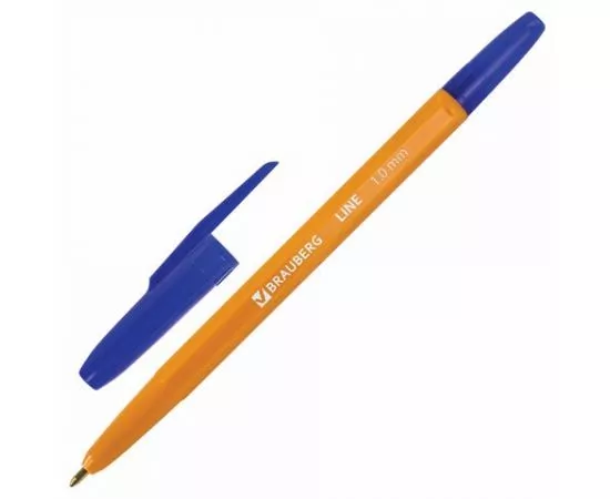 746317 - Ручка шариковая BRAUBERG ORANGE Line, СИНЯЯ, корпус оранжевый, узел 1 мм, линия письма 0,5 мм, 143 (1)