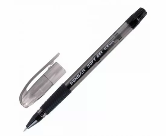 746353 - Ручка гелевая с грипом PENSAN Soft Gel Fine, ЧЕРНАЯ, игольчатый узел 0,5 мм, линия 0,4 мм, 2420/12 (1)