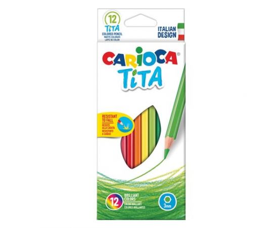 746967 - Карандаши цветные CARIOCA Tita, 12цв., пластиковые, грифель 3 мм, шестигранные, европодвес, 42793 (1)