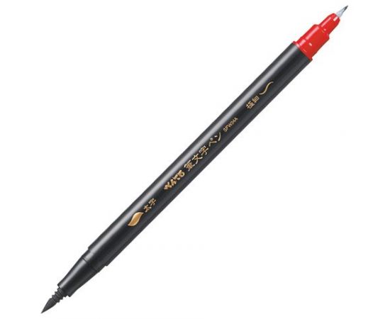 747770 - Фломастер-кисть PENTEL (Япония) двусторонний, 1,2/10,5 мм, блистер, черный, XSFW34A (1)