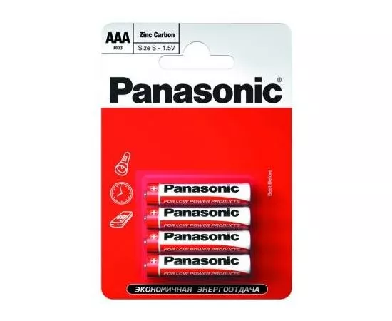 13319 - Элемент питания Panasonic Zinc Carbon R03/286 BL4 (1)