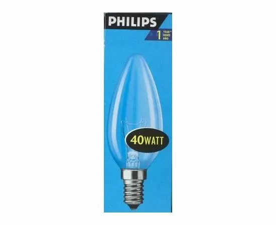 1969 - Лампа накал. Philips B35 E14 40W свеча прозрачная 6814 (1)