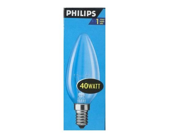 1969 - Лампа накал. Philips B35 E14 40W свеча прозрачная 6814 (1)