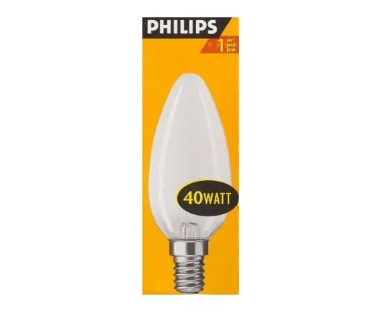 1970 - Лампа накал. Philips B35 E14 40W свеча матовая 6918 (1)
