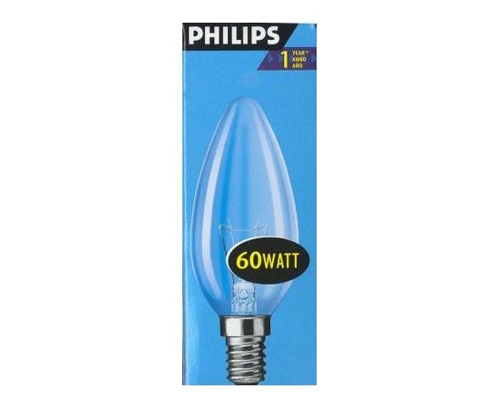 1971 - Лампа накал. Philips B35 E14 60W свеча прозрачная 3017 (1)