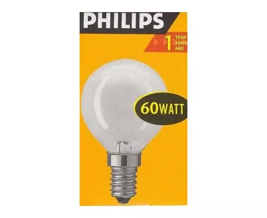 1974 - Лампа накал. Philips P45 E14 60W шар матовая 3857 (1)