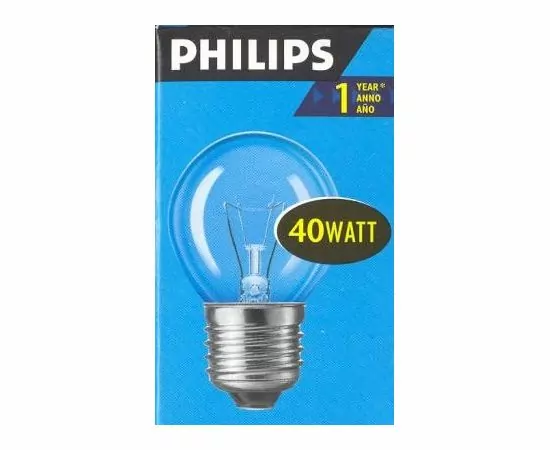 1975 - Лампа накал. Philips P45 E27 40W шар прозрачная 6412 (1)