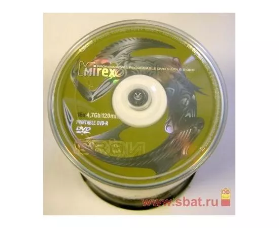 20229 - DVD-R Mirex 16x, 4.7Gb Printable Bulk/по100шт (цена за диск) 203315 (1)