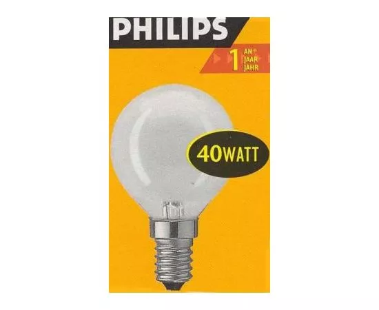 2325 - Лампа накал. Philips P45 E14 40W шар матовая 7010 (1)