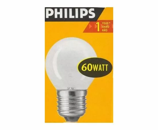 2327 - Лампа накал. Philips P45 E27 60W шар матовая 3568 (1)