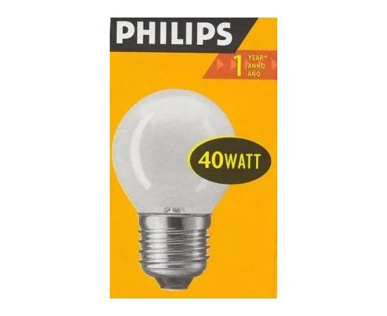 2328 - Лампа накал. Philips P45 E27 40W шар матовая 7412 (1)