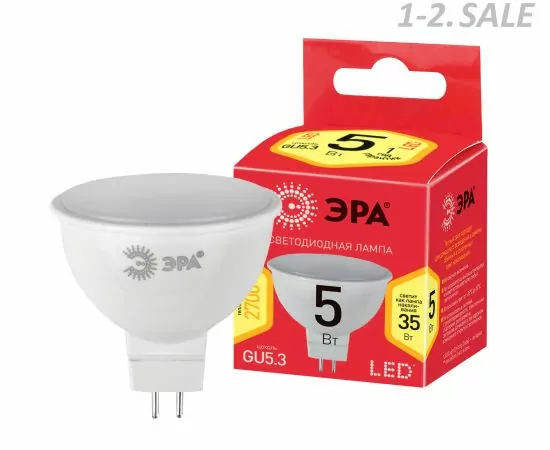 582772 - Лампа св/д ЭРА MR16 GU5.3 220V 5W(350lm) 2700K 50x48 MR16-5w-827-GU5.3 ECO 6430 (1)