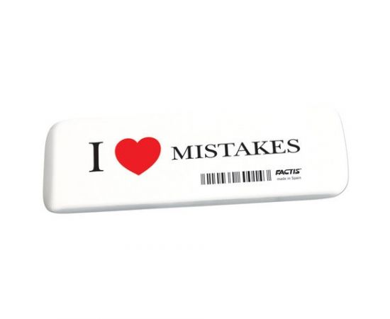 748576 - Ластик большой FACTIS I love mistakes (Испания), 140х44х9 мм, прямоугольный, скошенные края, синте (1)