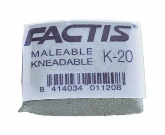 748585 - Ластик-клячка FACTIS K 20 (Испания), 37х29х10 мм, серый, прямоугольный, супермягкий, натуральный кау (1)