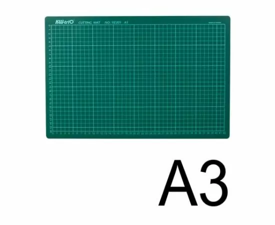 749522 - Коврик-подкладка настольный д/резки А3 (450х300 мм), сантиметровая шкала, зеленый, 3 мм, KW-trio, 9Z (1)